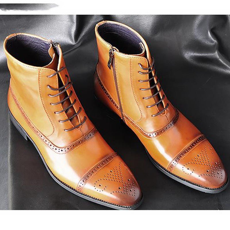 Chaussures d'hiver pour homme grande taille en peluche marron vintage bottes sûres - IVOIRART.COM