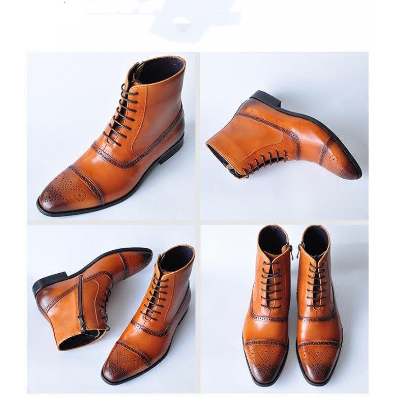 Chaussures d'hiver pour homme grande taille en peluche marron vintage bottes sûres - IVOIRART.COM