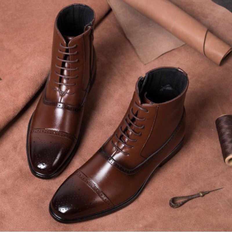 Chaussures d'hiver pour homme grande taille en peluche marron vintage bottes sûres - IVOIRART.COM