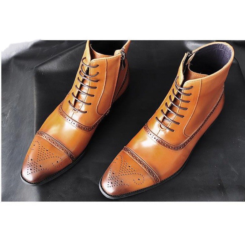Chaussures d'hiver pour homme grande taille en peluche marron vintage bottes sûres - IVOIRART.COM