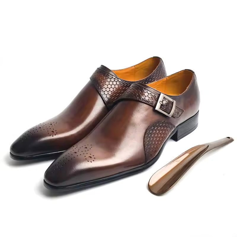 Chaussures en cuir homme élégantes pour bureau et cérémonie, semelle caoutchouc. - IVOIRART.COM