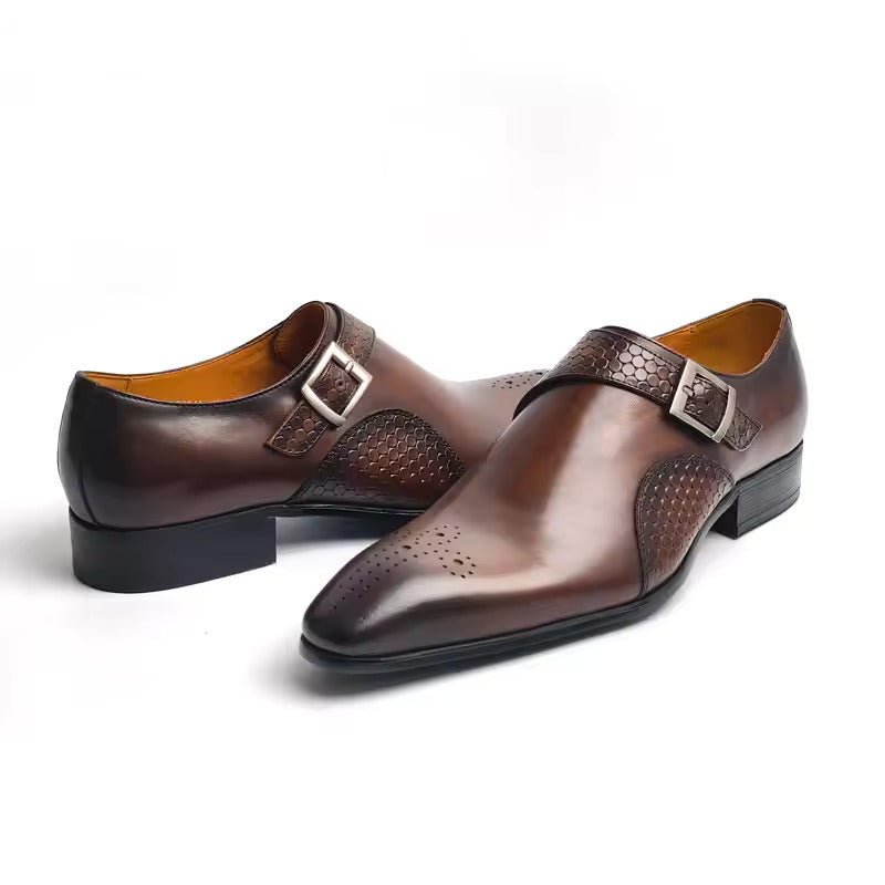 Chaussures en cuir homme élégantes pour bureau et cérémonie, semelle caoutchouc. - IVOIRART.COM