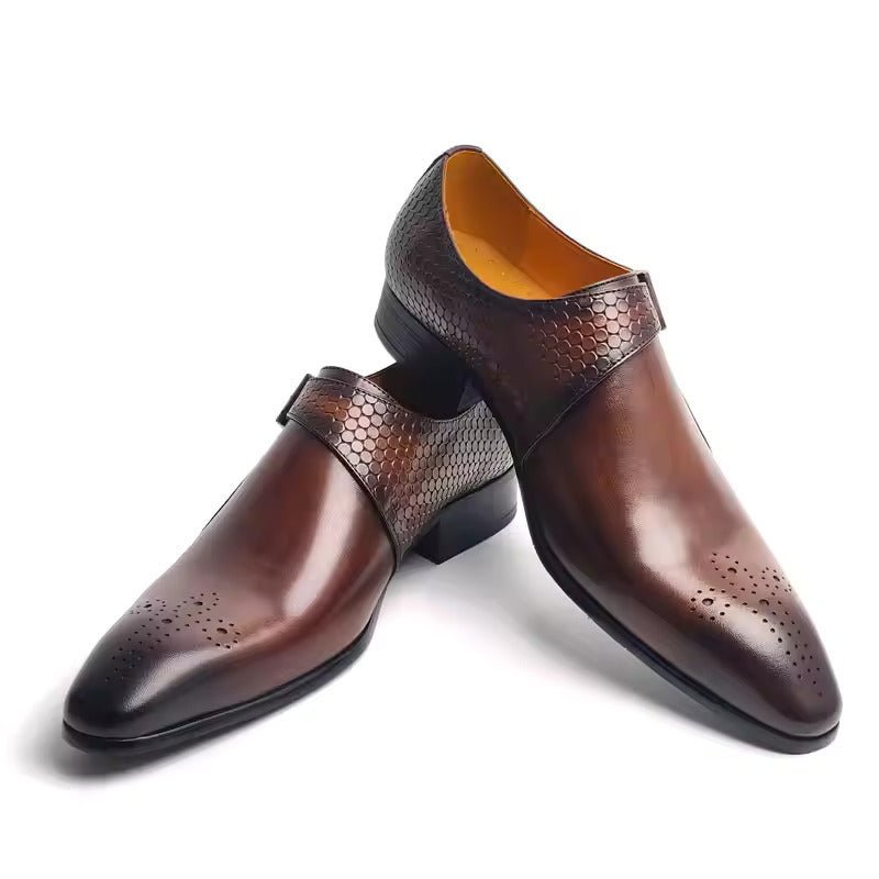 Chaussures en cuir homme élégantes pour bureau et cérémonie, semelle caoutchouc. - IVOIRART.COM