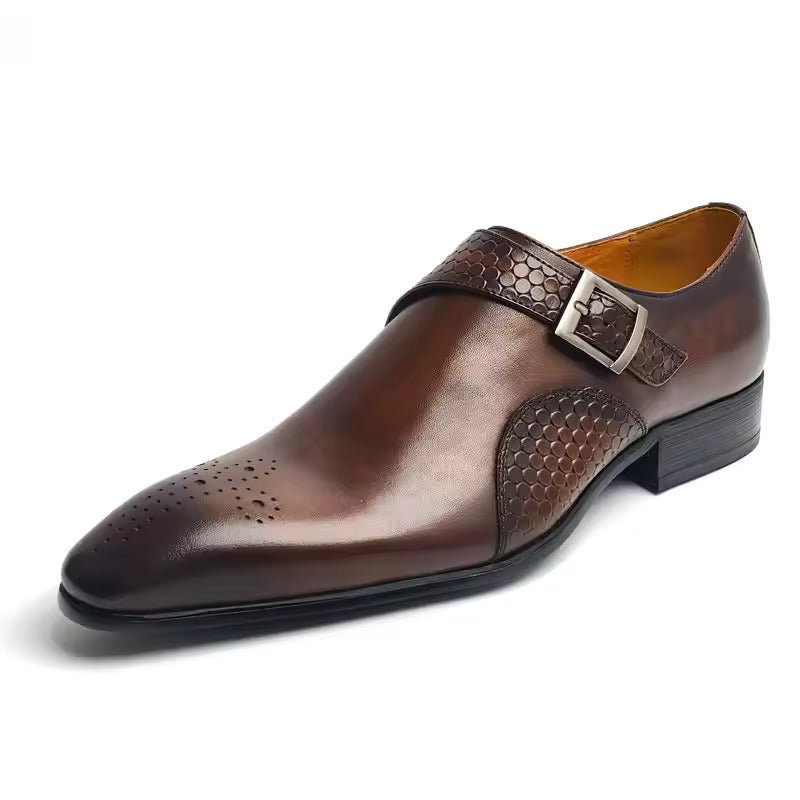 Chaussures en cuir homme élégantes pour bureau et cérémonie, semelle caoutchouc. - IVOIRART.COM