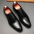 Chaussures en cuir homme pointues style britannique pour tenue business lacets . - IVOIRART.COM