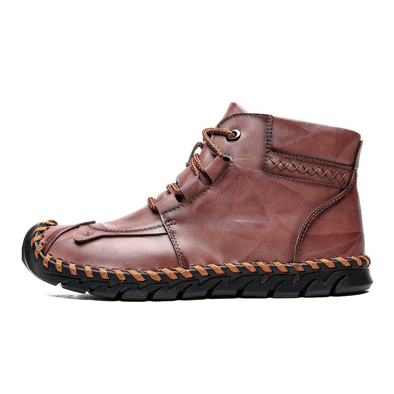 Chaussures en cuir pour homme - Bottines décontractées, semelle caoutchouc hiver - IVOIRART.COM