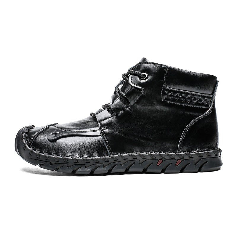 Chaussures en cuir pour homme - Bottines décontractées, semelle caoutchouc hiver - IVOIRART.COM