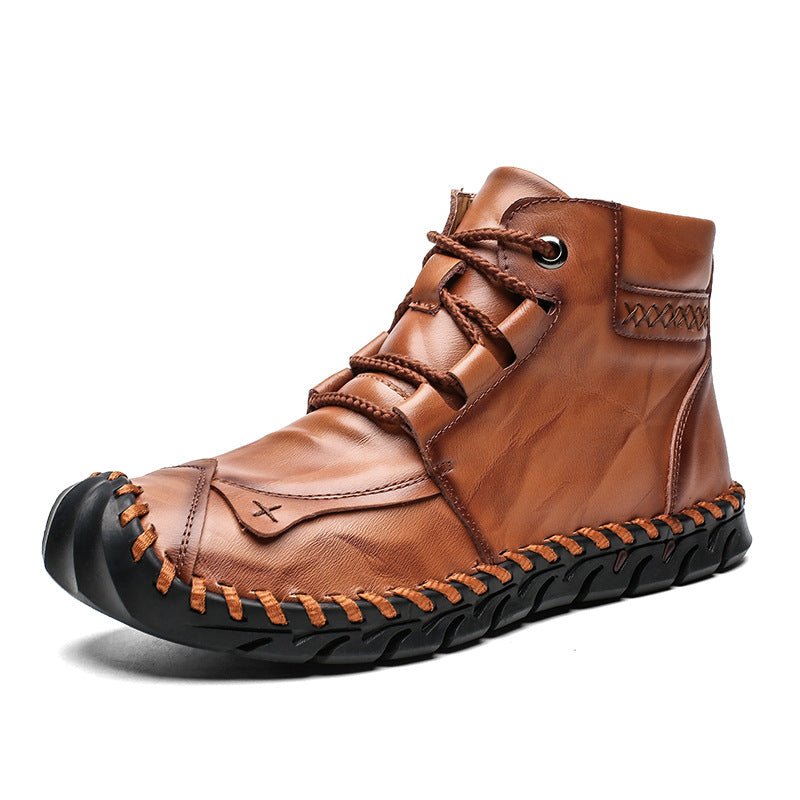Chaussures en cuir pour homme - Bottines décontractées, semelle caoutchouc hiver - IVOIRART.COM