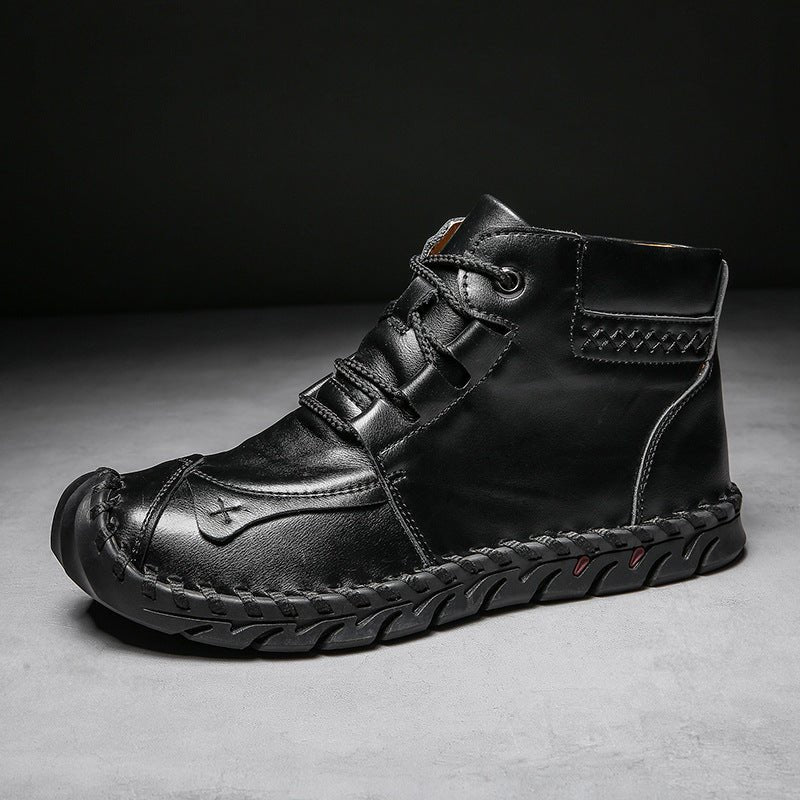 Chaussures en cuir pour homme - Bottines décontractées, semelle caoutchouc hiver - IVOIRART.COM