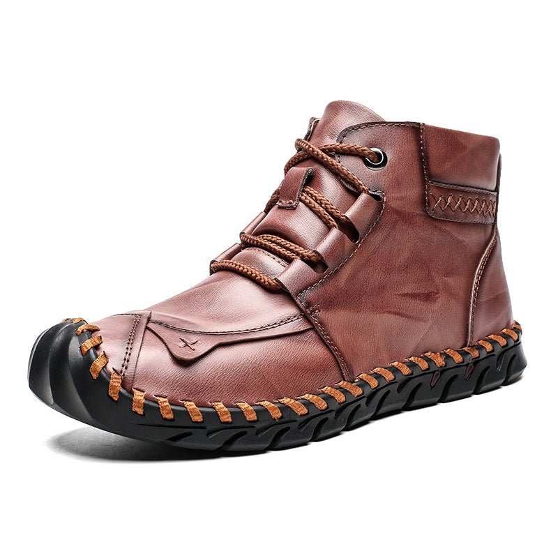 Chaussures en cuir pour homme - Bottines décontractées, semelle caoutchouc hiver - IVOIRART.COM
