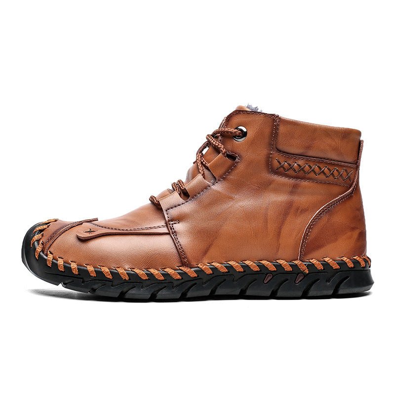Chaussures en cuir pour homme - Bottines décontractées, semelle caoutchouc hiver - IVOIRART.COM