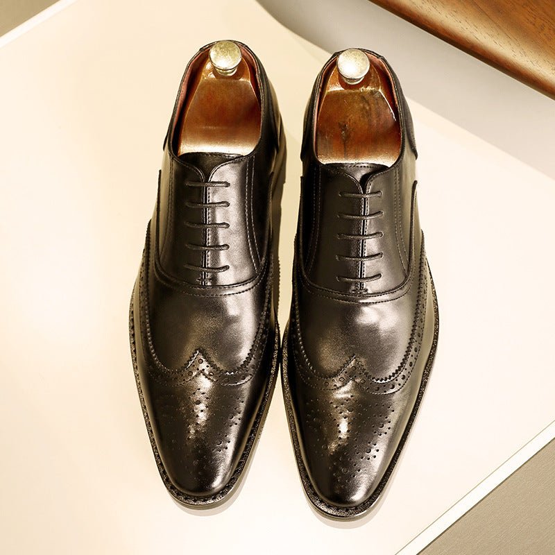 Chaussures en cuir pour homme, semelle caoutchouc, bout renforcé Oxford classiques - IVOIRART.COM