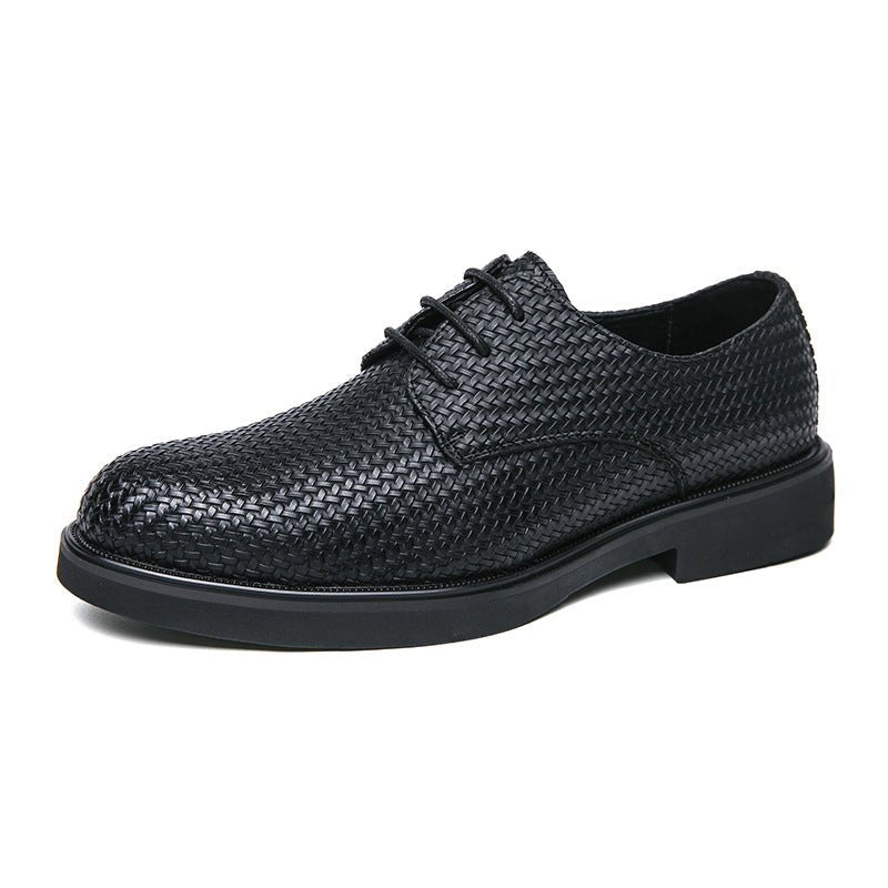 Chaussures en cuir tressé 3D grande taille plateformes homme style britannique + - IVOIRART.COM