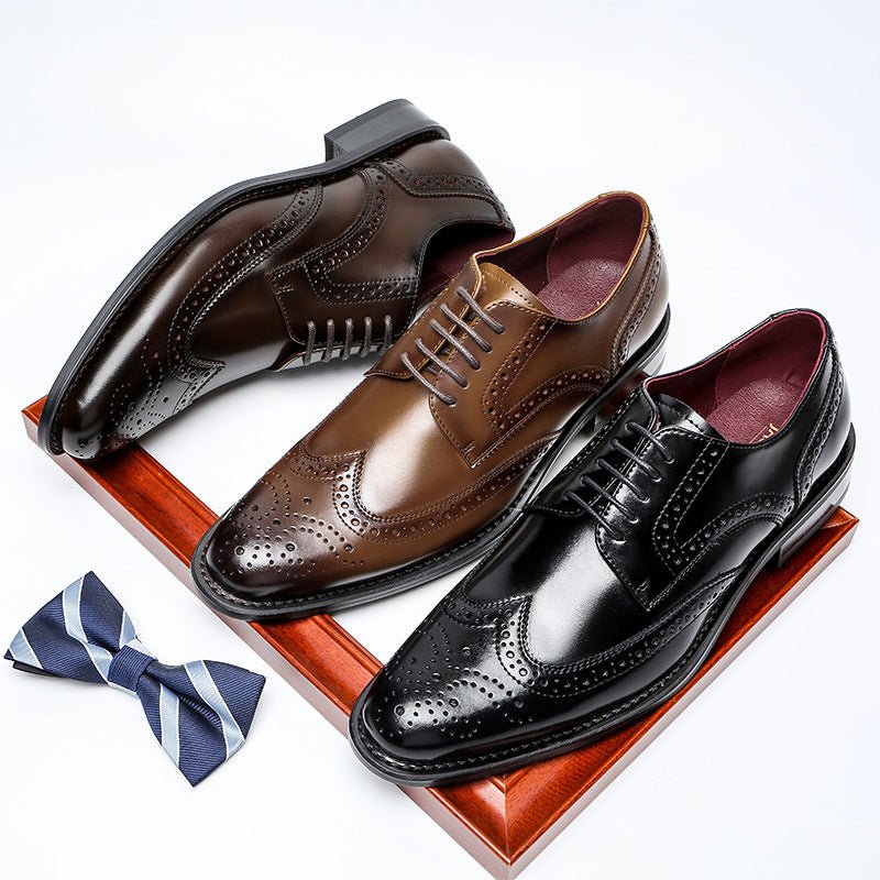 Chaussures en cuir véritable style britannique - Business Casual pour homme XL1 - IVOIRART.COM