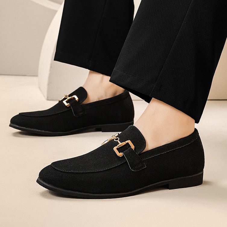 Chaussures en cuir vernies unies pour homme - Bureau décontracté boucle élégante - IVOIRART.COM