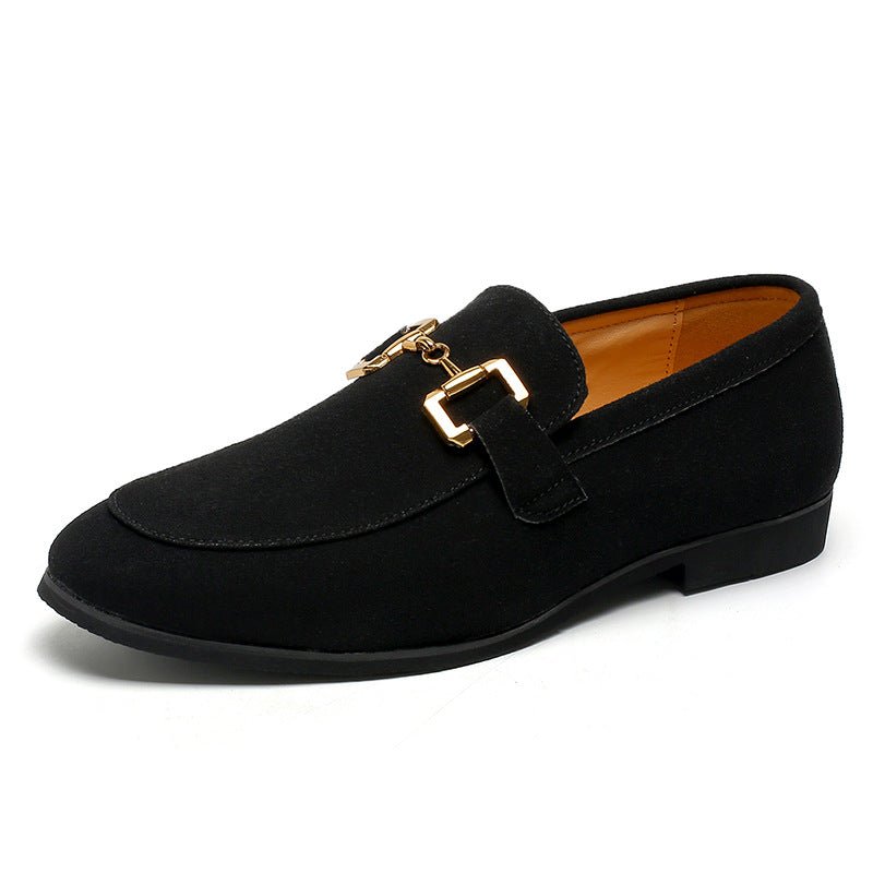 Chaussures en cuir vernies unies pour homme - Bureau décontracté boucle élégante - IVOIRART.COM