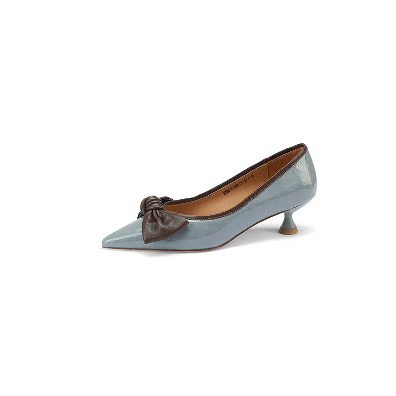Chaussures Femme en Cuir à Talon Moyen avec Noeud Papillon pour Printemps et Automne - IVOIRART.COM