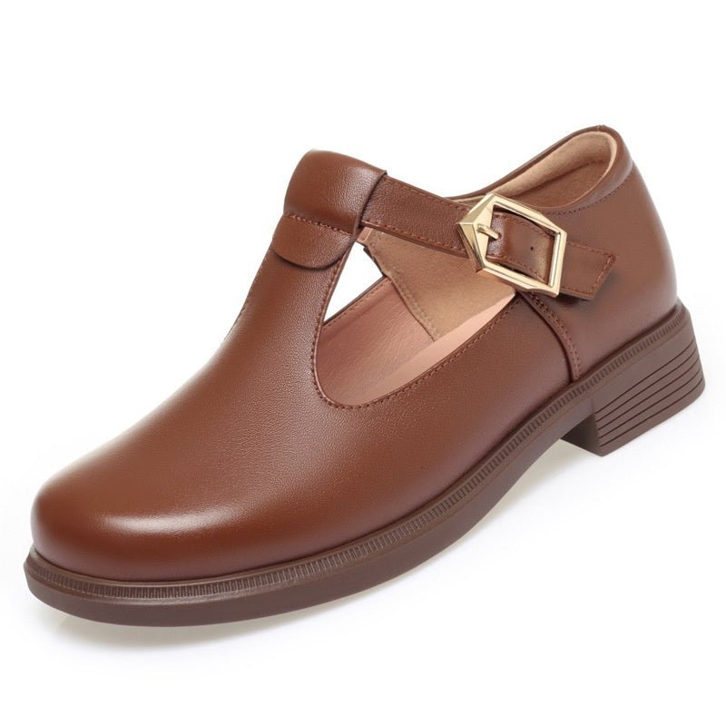 Chaussures femmes grandes tailles cuir pleine fleur style britannique à bout rond disponibles - IVOIRART.COM