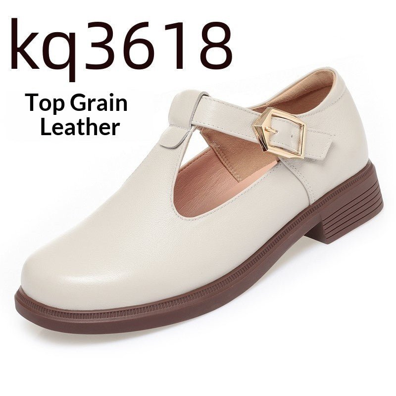Chaussures femmes grandes tailles cuir pleine fleur style britannique à bout rond disponibles - IVOIRART.COM