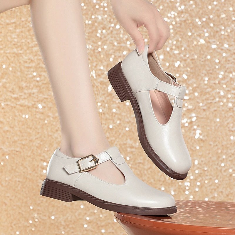 Chaussures femmes grandes tailles cuir pleine fleur style britannique à bout rond disponibles - IVOIRART.COM