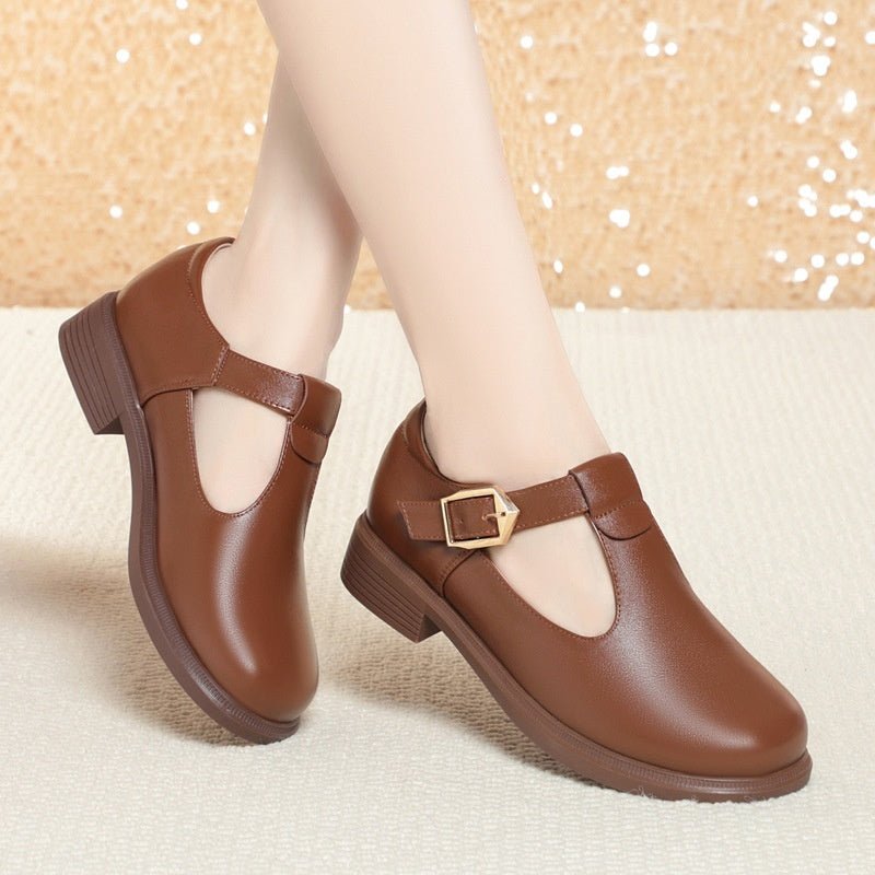 Chaussures femmes grandes tailles cuir pleine fleur style britannique à bout rond disponibles - IVOIRART.COM