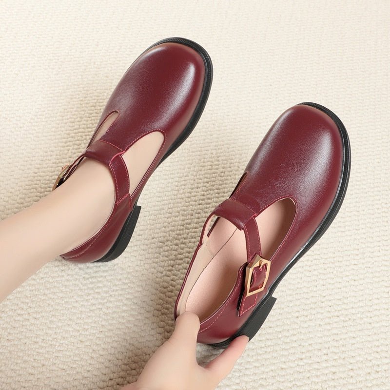 Chaussures femmes grandes tailles cuir pleine fleur style britannique à bout rond disponibles - IVOIRART.COM