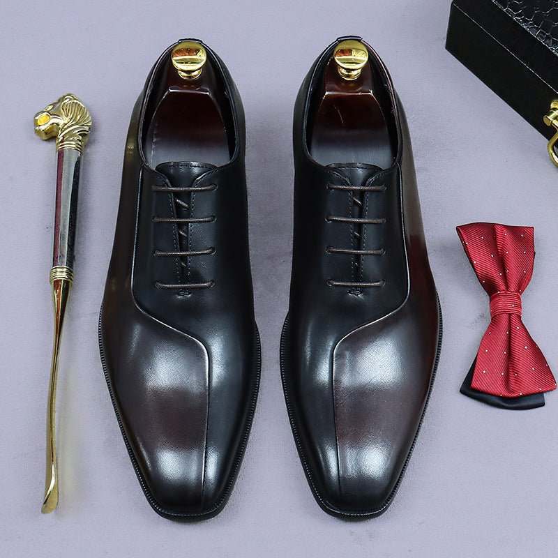 Chaussures habillées pour homme en cuir — style britannique, design bicolore chic - IVOIRART.COM