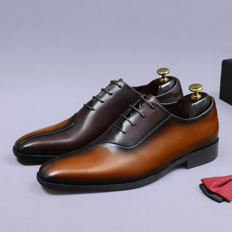 Chaussures habillées pour homme en cuir — style britannique, design bicolore chic - IVOIRART.COM