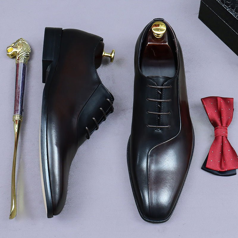 Chaussures habillées pour homme en cuir — style britannique, design bicolore chic - IVOIRART.COM