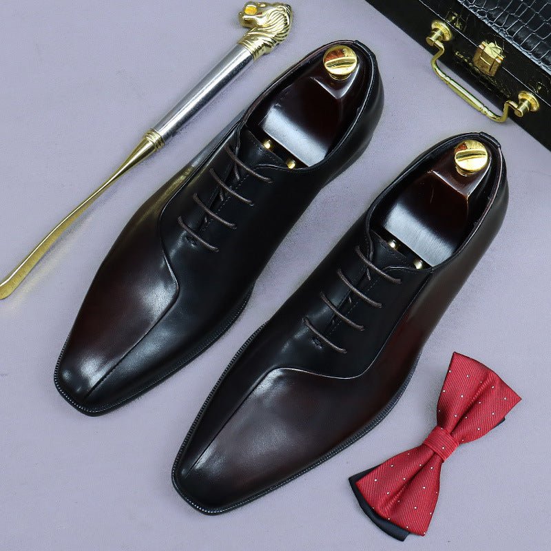 Chaussures habillées pour homme en cuir — style britannique, design bicolore chic - IVOIRART.COM