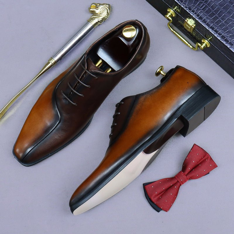 Chaussures habillées pour homme en cuir — style britannique, design bicolore chic - IVOIRART.COM