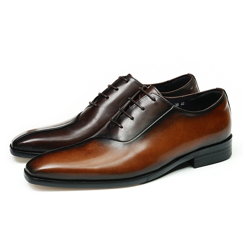 Chaussures habillées pour homme en cuir — style britannique, design bicolore chic - IVOIRART.COM