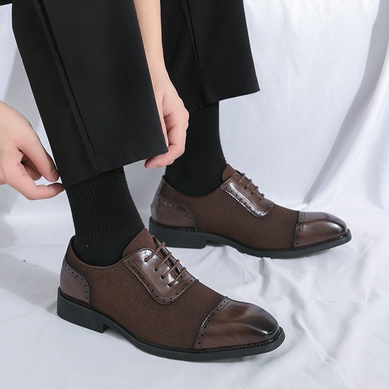 Chaussures homme à semelle épaisse, bout rond surélevé, lacets, cuir businessPro - IVOIRART.COM