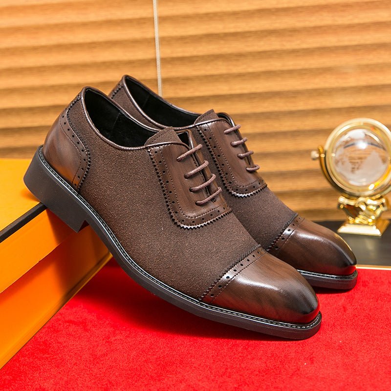 Chaussures homme à semelle épaisse, bout rond surélevé, lacets, cuir businessPro - IVOIRART.COM