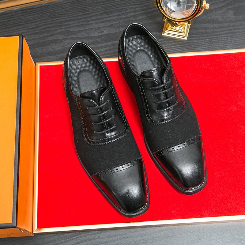 Chaussures homme à semelle épaisse, bout rond surélevé, lacets, cuir businessPro - IVOIRART.COM