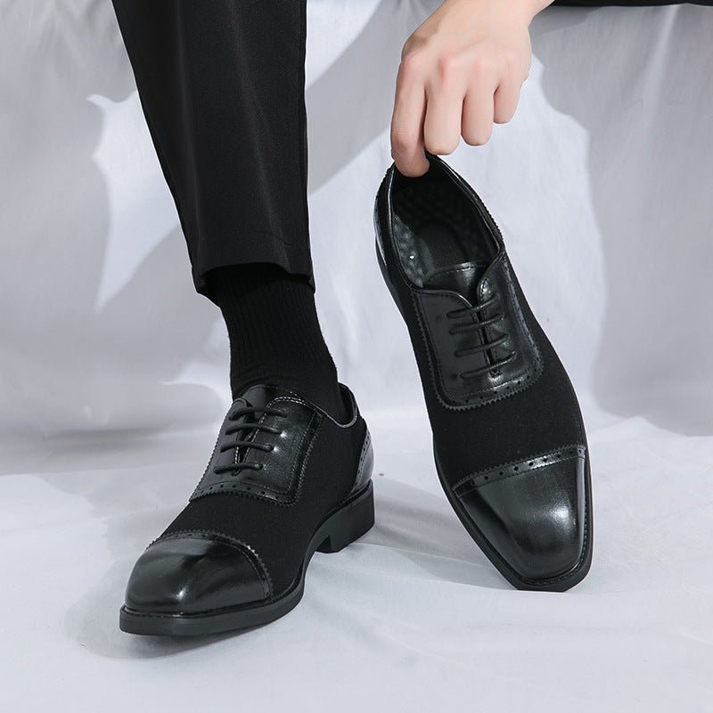 Chaussures homme à semelle épaisse, bout rond surélevé, lacets, cuir businessPro - IVOIRART.COM