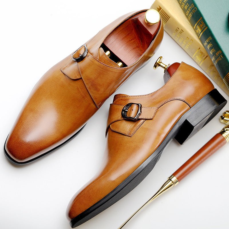 Chaussures homme British Business Casual en cuir respirant, bout pointu, noir... - IVOIRART.COM