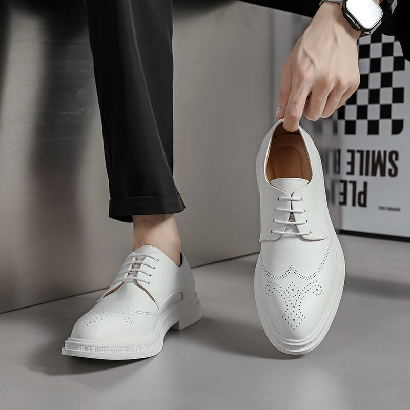 Chaussures Homme British Formelles Business Cuir Pointues Blances élégantes chic - IVOIRART.COM