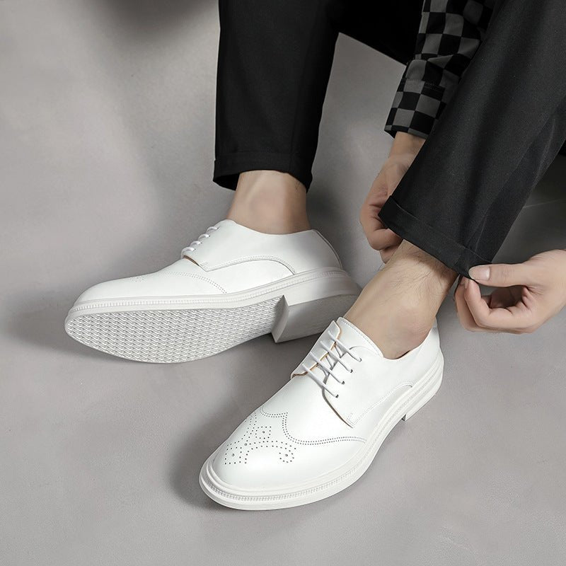Chaussures Homme British Formelles Business Cuir Pointues Blances élégantes chic - IVOIRART.COM