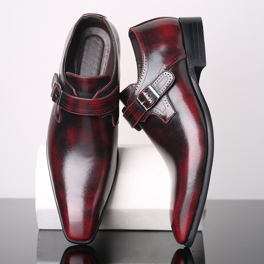 Chaussures homme cuir business-casual formelles compensées élégantes noirs rouge - IVOIRART.COM