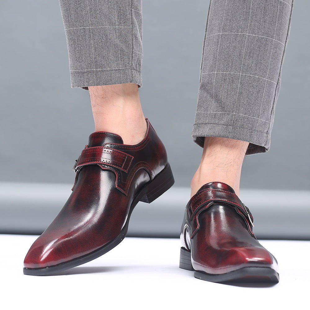 Chaussures homme cuir business-casual formelles compensées élégantes noirs rouge - IVOIRART.COM