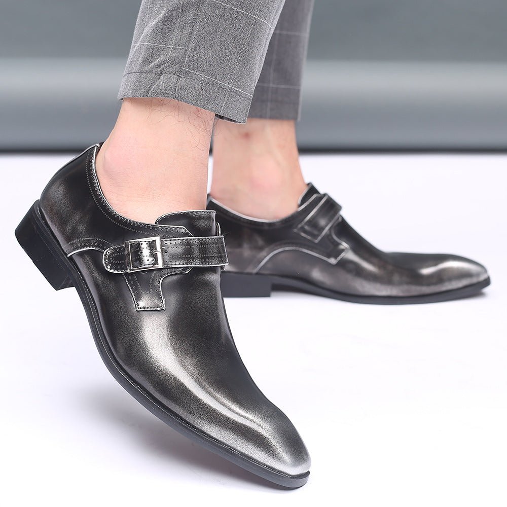 Chaussures homme cuir business-casual formelles compensées élégantes noirs rouge - IVOIRART.COM