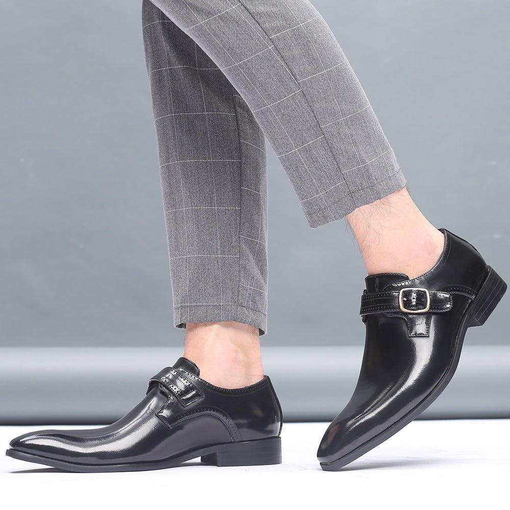 Chaussures homme cuir business-casual formelles compensées élégantes noirs rouge - IVOIRART.COM