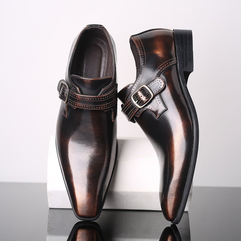 Chaussures homme cuir business-casual formelles compensées élégantes noirs rouge - IVOIRART.COM