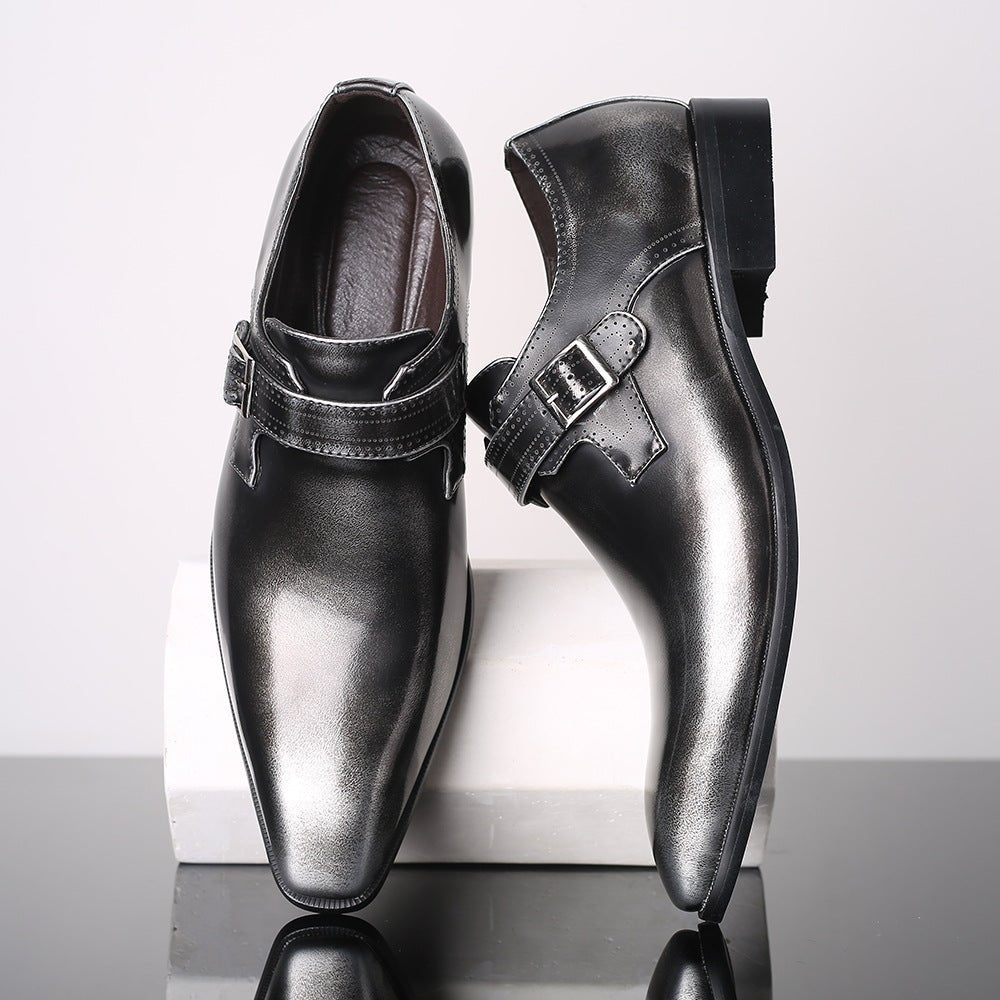 Chaussures homme cuir business-casual formelles compensées élégantes noirs rouge - IVOIRART.COM