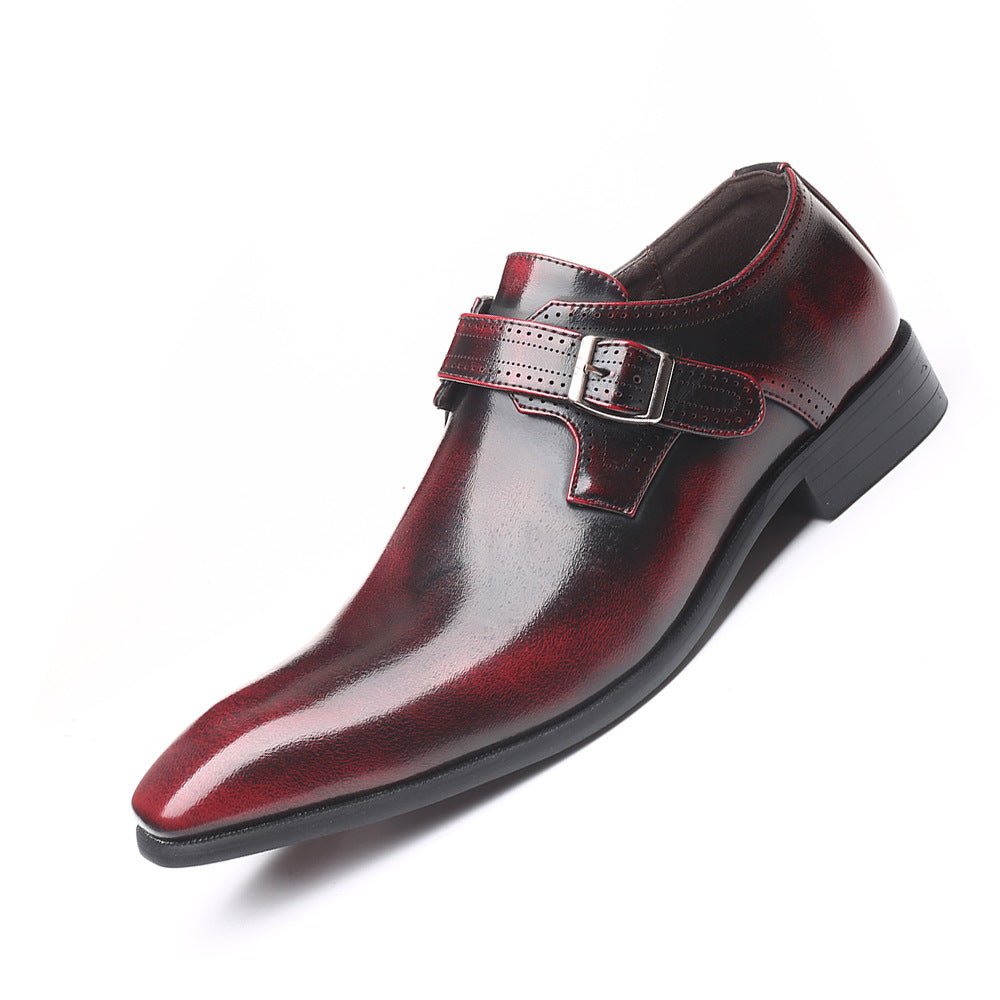 Chaussures homme cuir business-casual formelles compensées élégantes noirs rouge - IVOIRART.COM