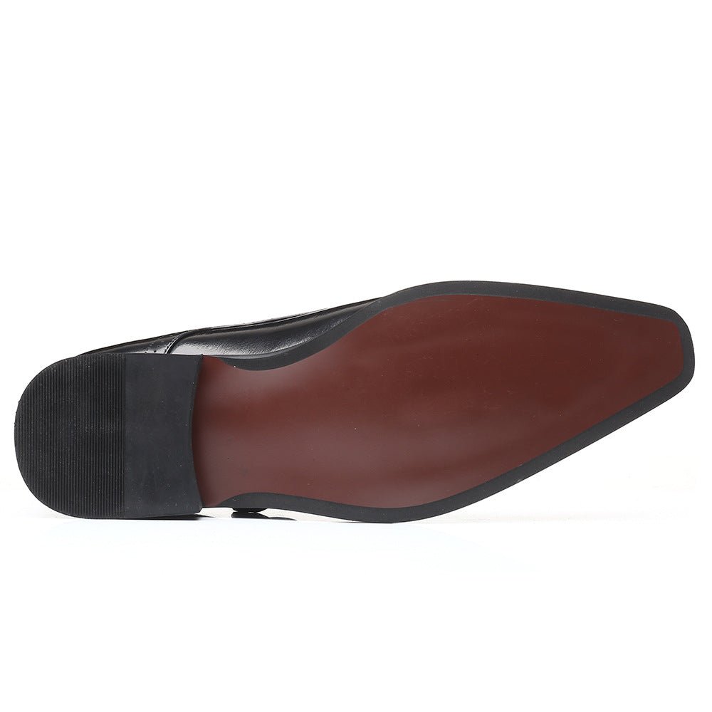 Chaussures homme cuir business-casual formelles compensées élégantes noirs rouge - IVOIRART.COM