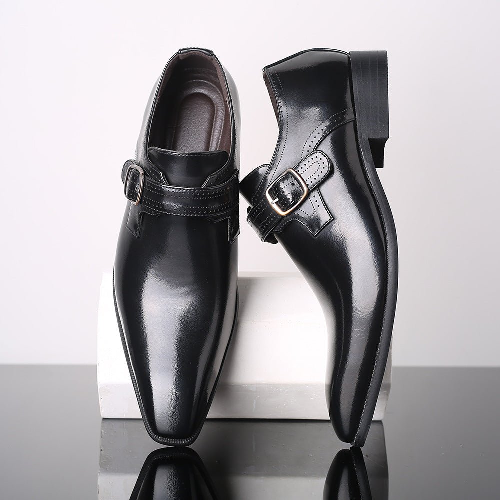 Chaussures homme cuir business-casual formelles compensées élégantes noirs rouge - IVOIRART.COM
