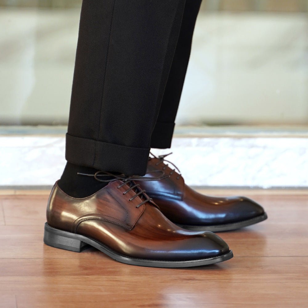 Chaussures homme cuir effet vieilli bout carré motif grain de bois Business chic - IVOIRART.COM