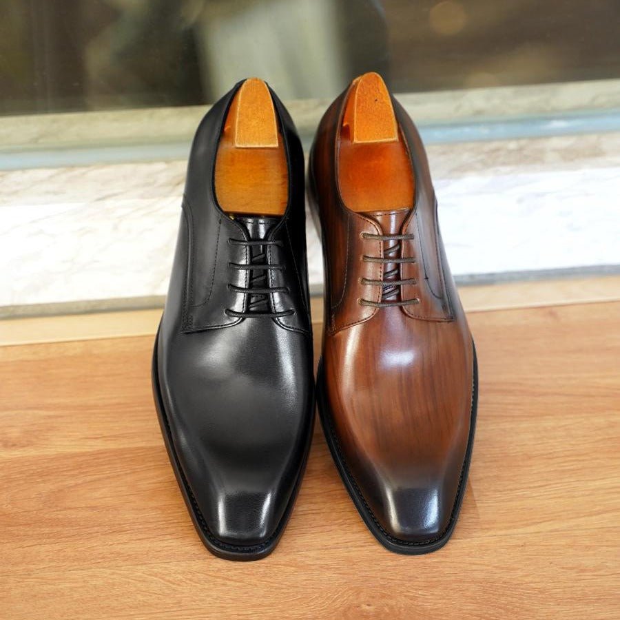 Chaussures homme cuir effet vieilli bout carré motif grain de bois Business chic - IVOIRART.COM